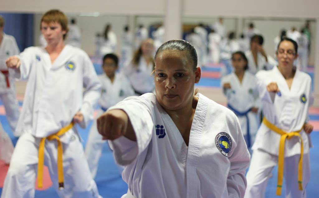 Women training in TKD